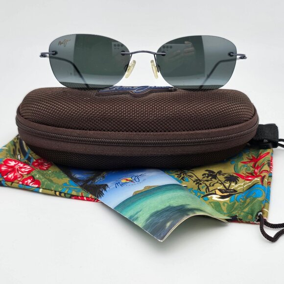 Maui Jim MJ719-06 Nene Gunmetal Blue Titanium Frame Polarized Grey